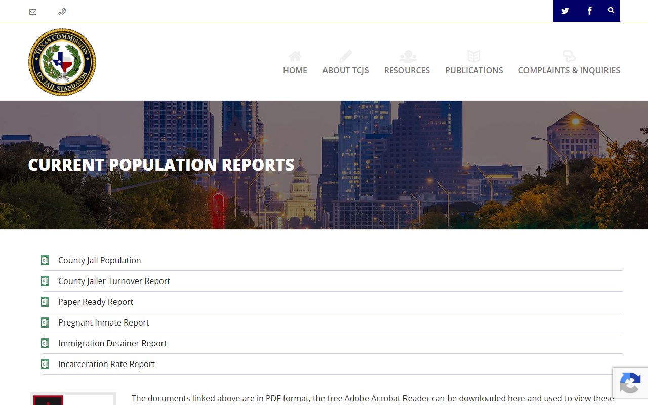 TCJS current population reports for Kimble County Jail capacity and inmate population