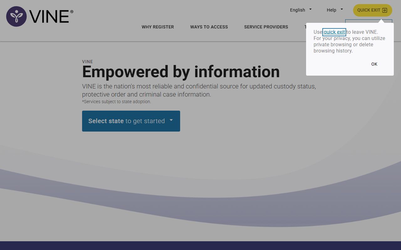 Kimble County inmate population VINELink custody status search